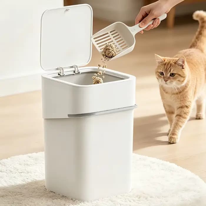 Poubelle scellée pour litière de chat avec couvercle