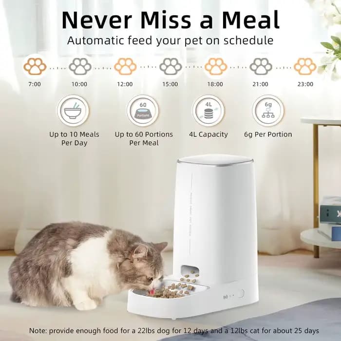 ROJECO mangeoire automatique pour chat animal de compagnie intelligent WiFi distributeur de croquettes de nourriture