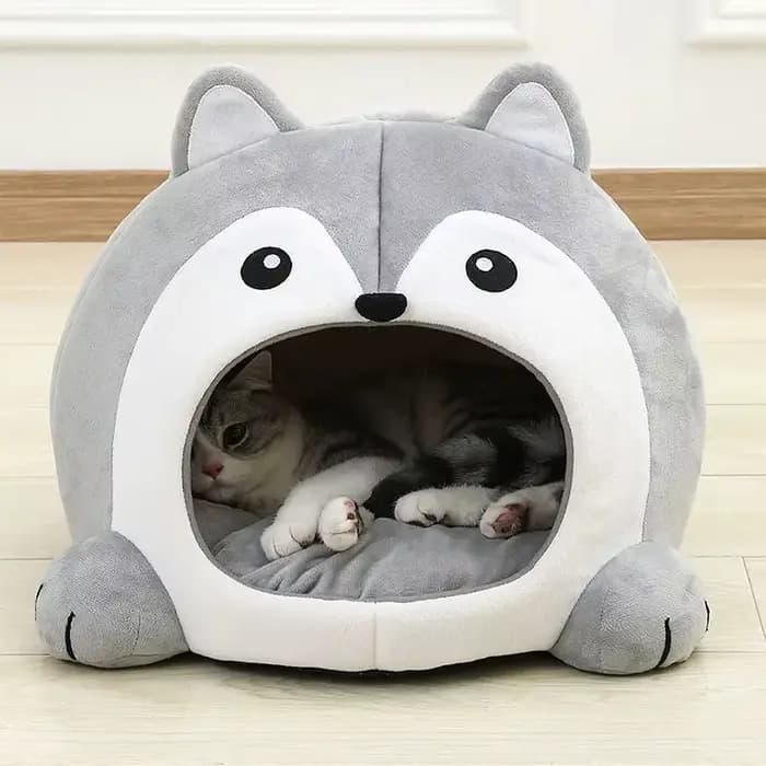 Lit-cave pour chat en peluche douce et super chaude