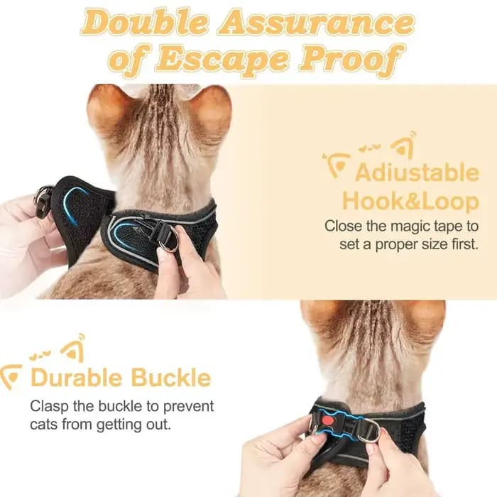 Ensemble de 2 harnais et laisses anti-évasion pour chat avec gilet en filet souple réfléchissant
