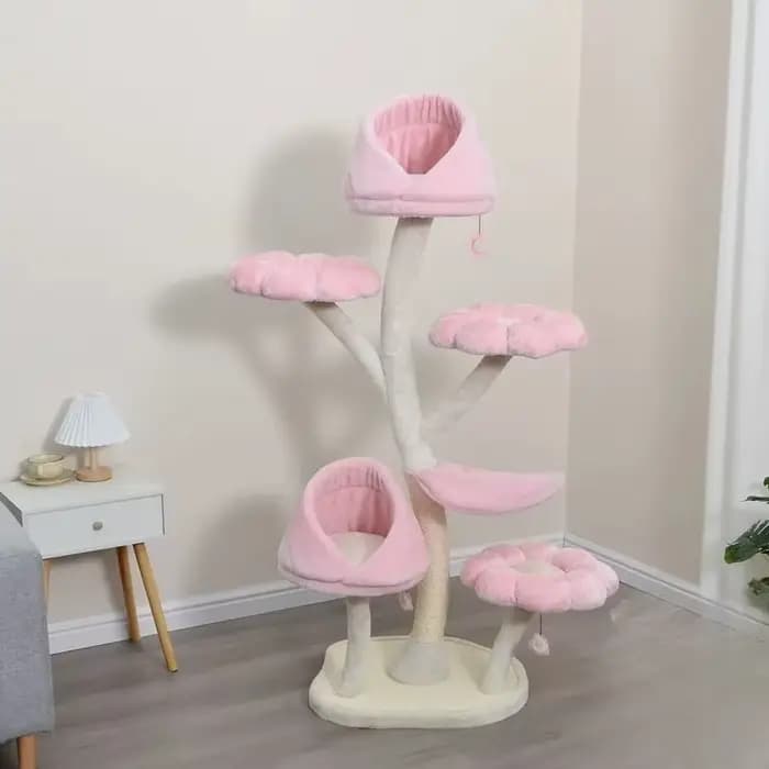 Arbre à chat avec motif floral