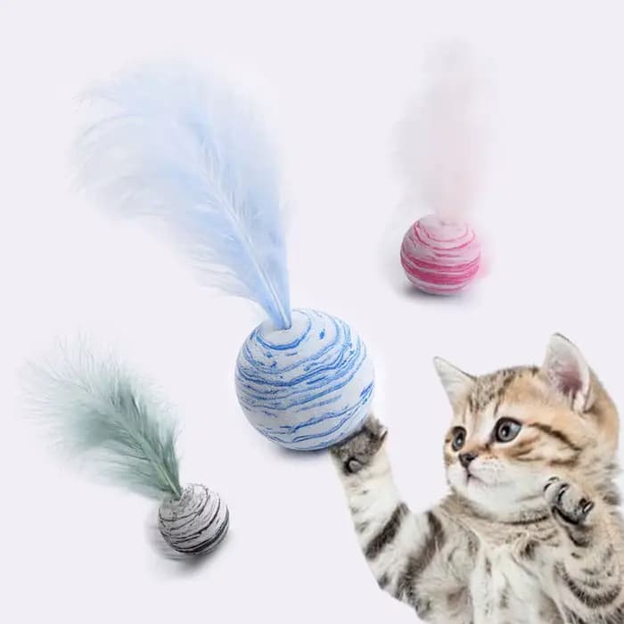 Jouet en plumes de chat, balle en mousse, amusant, pour chaton, jouet interactif, fournitures pour animaux de compagnie