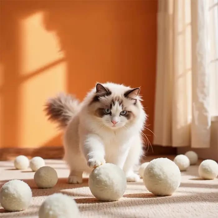 Jouet pour chat : Balle en laine silencieuse pour le plaisir autonome