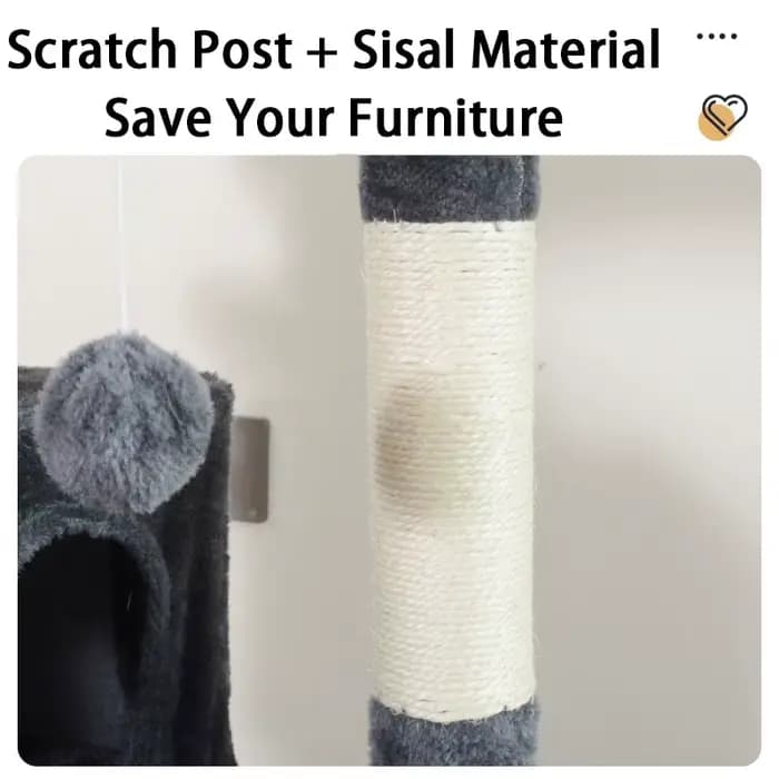Arbre à chat multi-niveaux en peluche avec poteaux en sisal