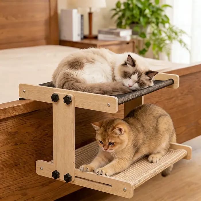 Lit de fenêtre pour chat en bois