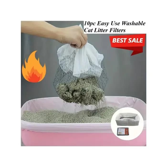 Lot de 10 filtres lavables pour litière de chat