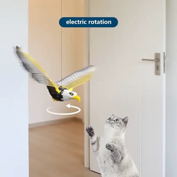 Jouet interactif pour chat en forme d'oiseau de simulation, amusant, à suspendre à la porte, avec corde à gratter automatique, bâton pour chat, jouet pour chat aigle, fournitures pour chats