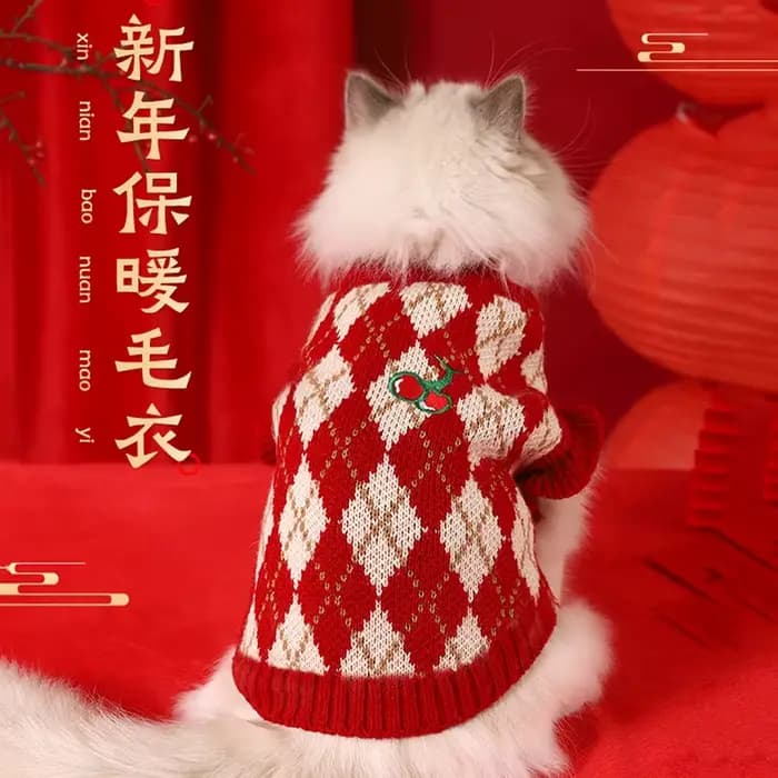 Vêtements pour chat chaton vêtements d'hiver automne gilet pour animaux de compagnie hiver chien chaud rouge pull de noël