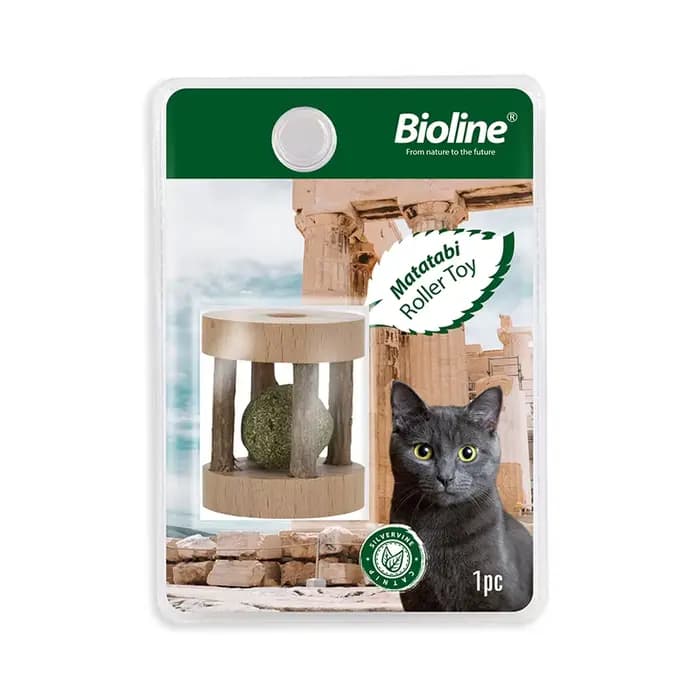 Jouet pour chat Bioline : Balle à chatouilleuse et rouleau Matatabi pour chats d'intérieur et chatons – Fournitures interactives pour le jeu