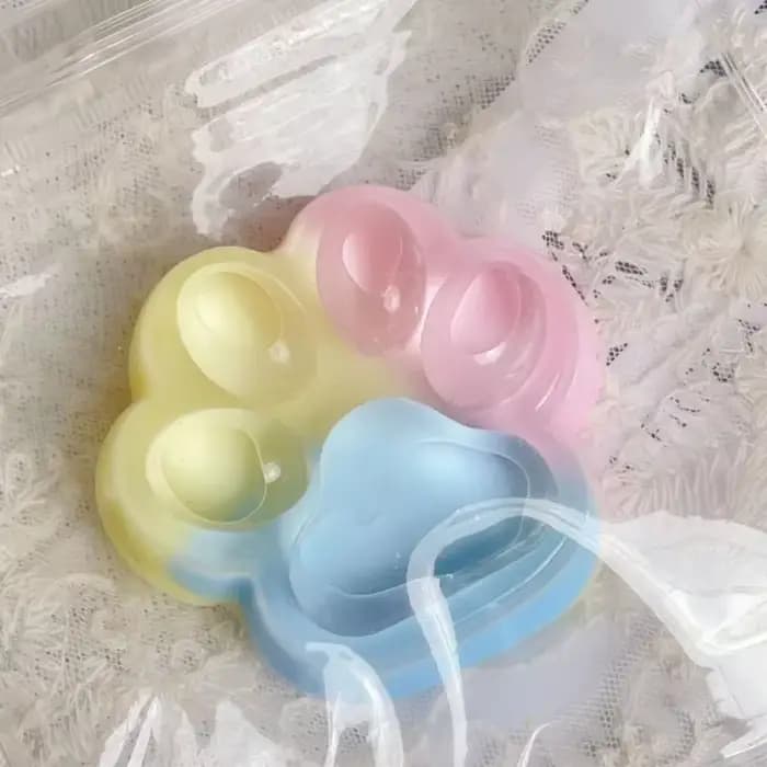 Jouet Squishy Patte de Chat Arc-en-ciel Trois Couleurs