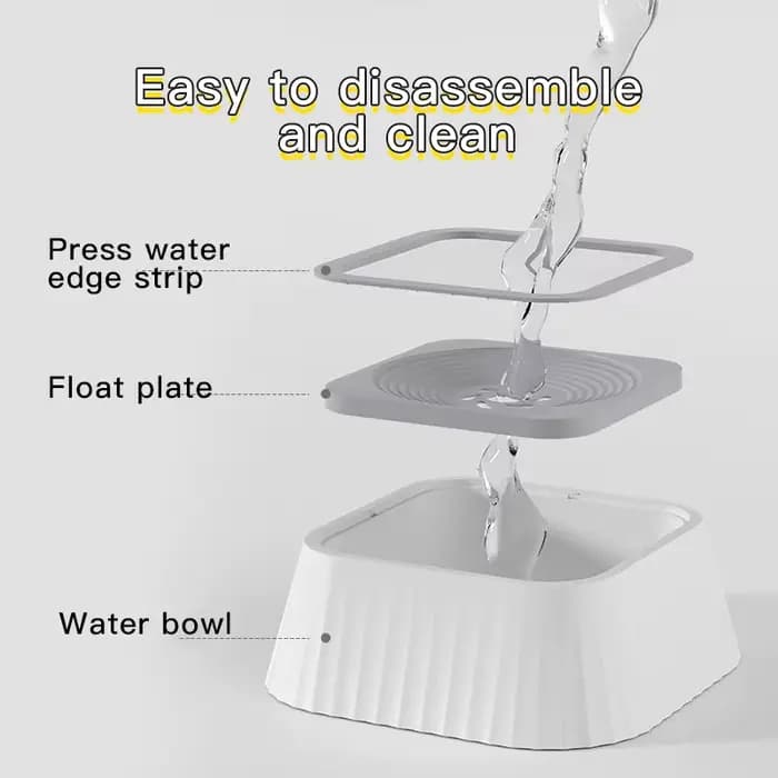 1 bol d'eau anti-déversement pour animaux de compagnie – Conçu pour les chats et les chiens avec base antidérapante et fonction flottante