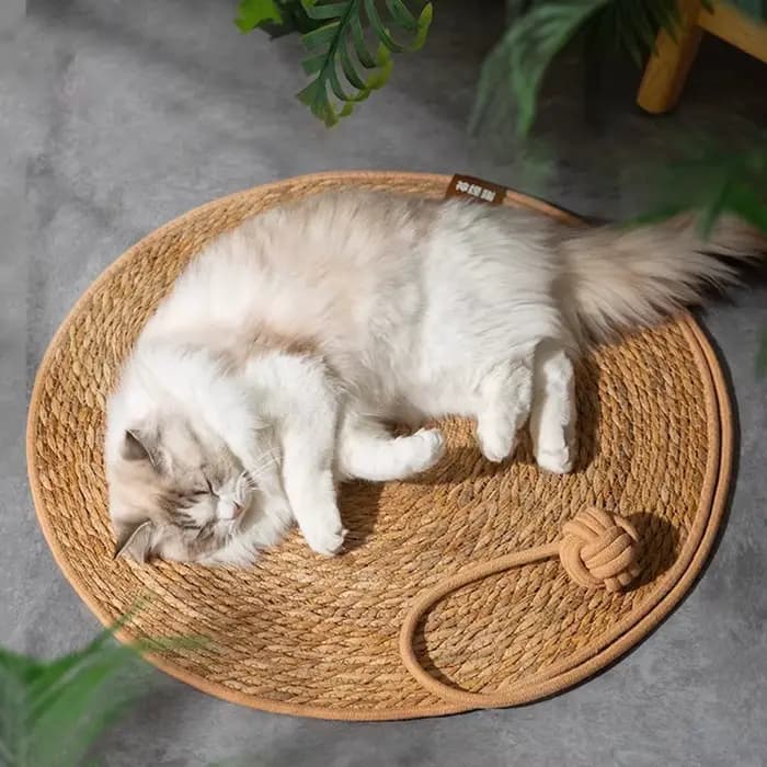 Tapis à gratter en rotin pour chat