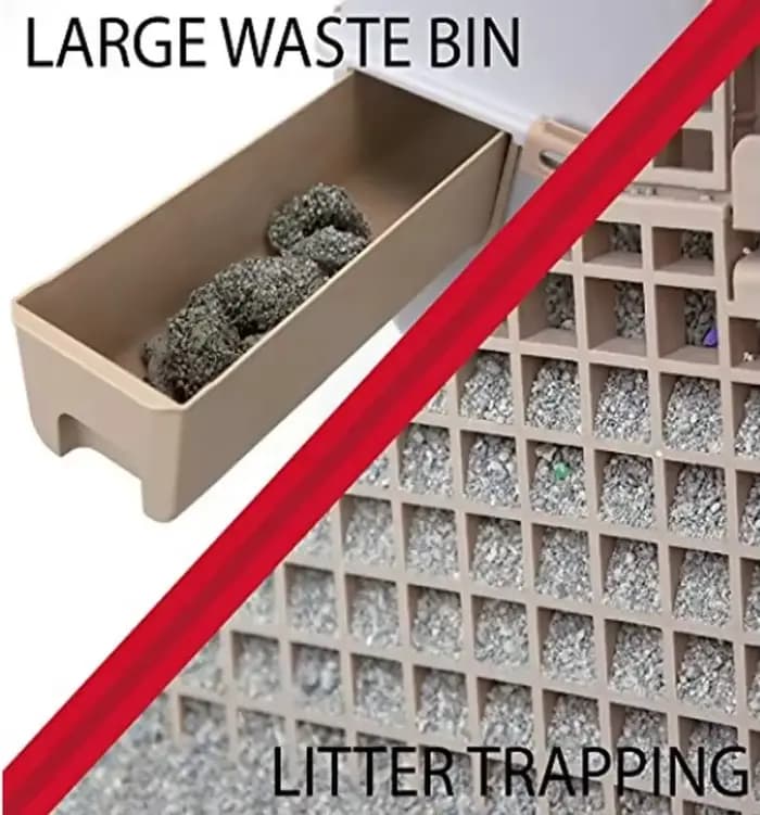 Bac à Litière pour Chat, Bac à Sable, Remplissage d'Escalier, Toilettes, Livres Autonome, Poubelle avec Clip Absorbant, Déchets, Assainissement