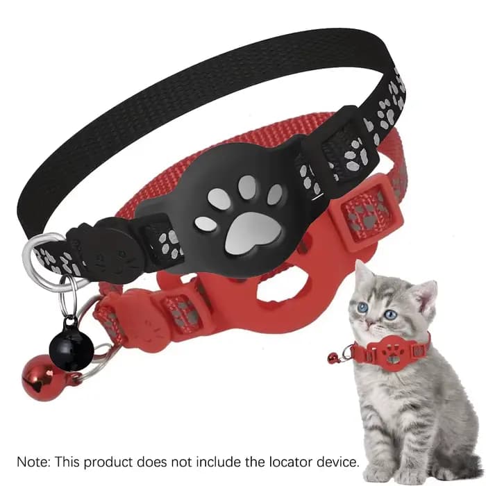 Collier pour animaux de compagnie avec porte-étiquette, étui de protection pour AirTag, colliers réfléchissants pour chats avec clochettes, réglables de 8 à 12,5 pouces pour s'adapter à tous les chats