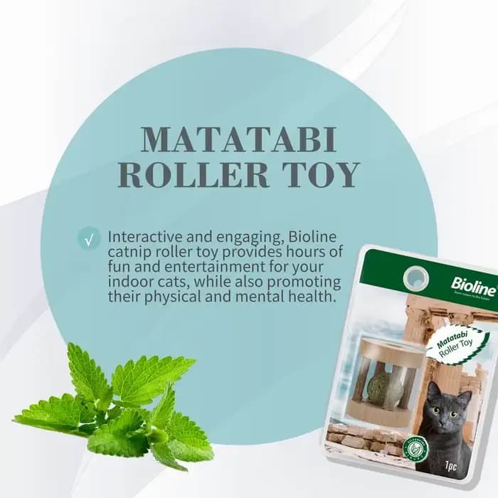 Jouet pour chat Bioline : Balle à chatouilleuse et rouleau Matatabi pour chats d'intérieur et chatons – Fournitures interactives pour le jeu