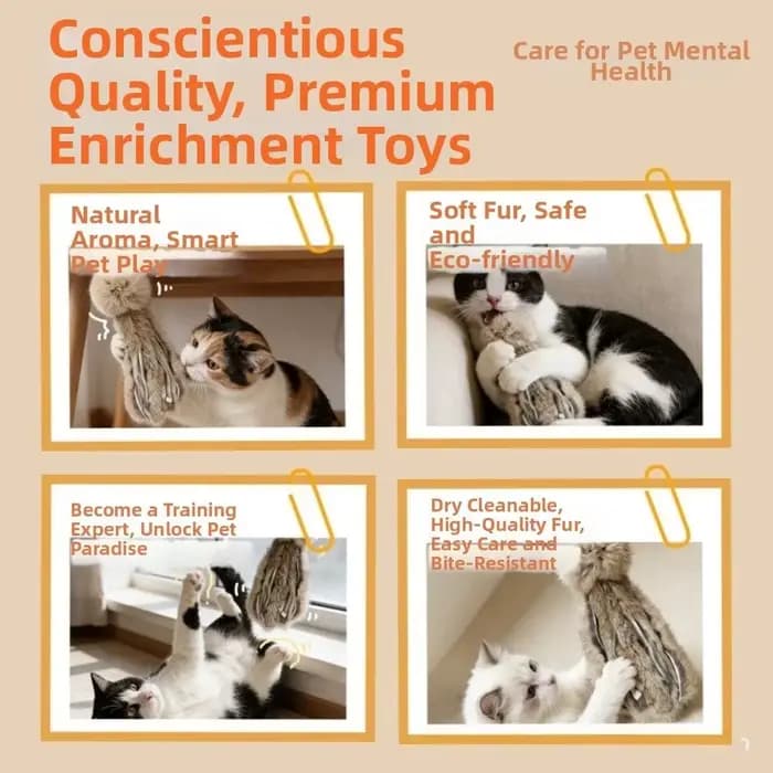 Jouets pour chats en fausse fourrure de lapin douce
