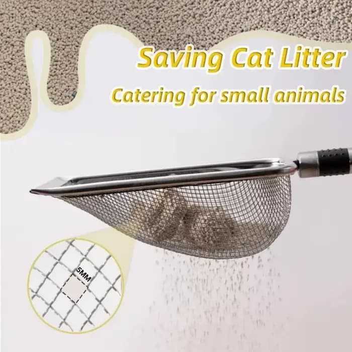 Pelle à litière pour chat en acier inoxydable – Durable, facile à nettoyer, poignée ergonomique, résistante à la rouille, idéale pour l'élimination rapide des déchets