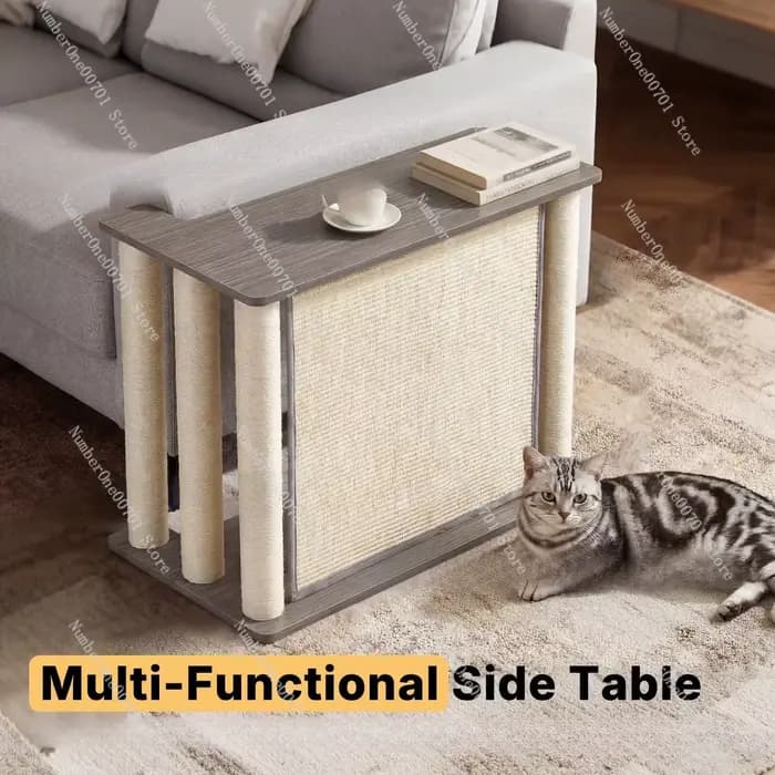 Table d'appoint en forme de patte de chat avec griffoir et poteau à gratter