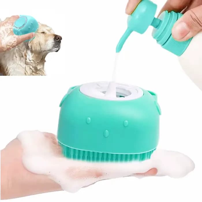 Brosse de bain en silicone souple pour animaux de compagnie, masseur, gel douche, outils de nettoyage, peigne, chien, chat, livres, fournitures de toilettage