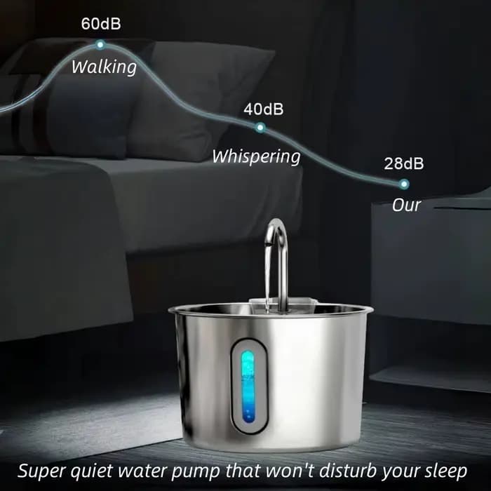 Fontaine à eau pour chats 74oz/2.2L en acier inoxydable