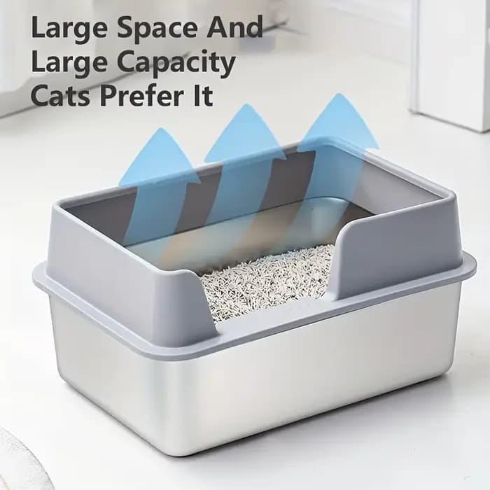 Bac à litière Extra Large en acier inoxydable pour chat