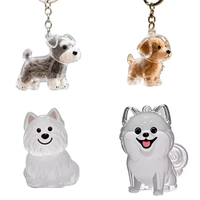 Pendentif porte-clés mignon pour poils de chien, accessoire de sac, porte-clés de voiture pour couple, bijou souvenir, cadeau de collection, décoration, accessoires pour chien