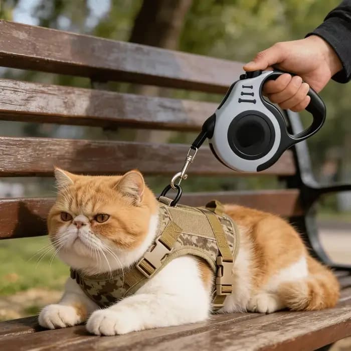 Harnais anti-évasion pour chat avec laisse rétractable