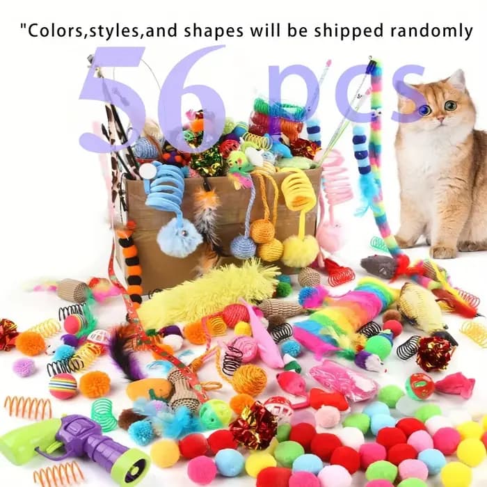 Lot de jouets pour chat 56 pièces/28 pièces/14 pièces Combinaison de divers