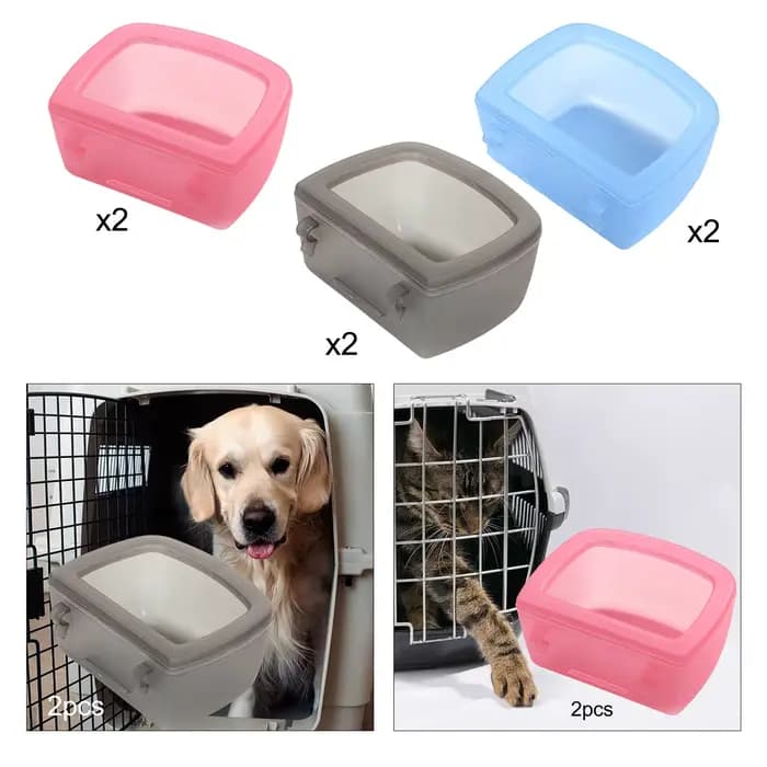 Bols de Cage de chenil pour animaux de compagnie, 2 pièces, pour cages ou caisses métalliques, bol de transport pour animaux de compagnie, eau