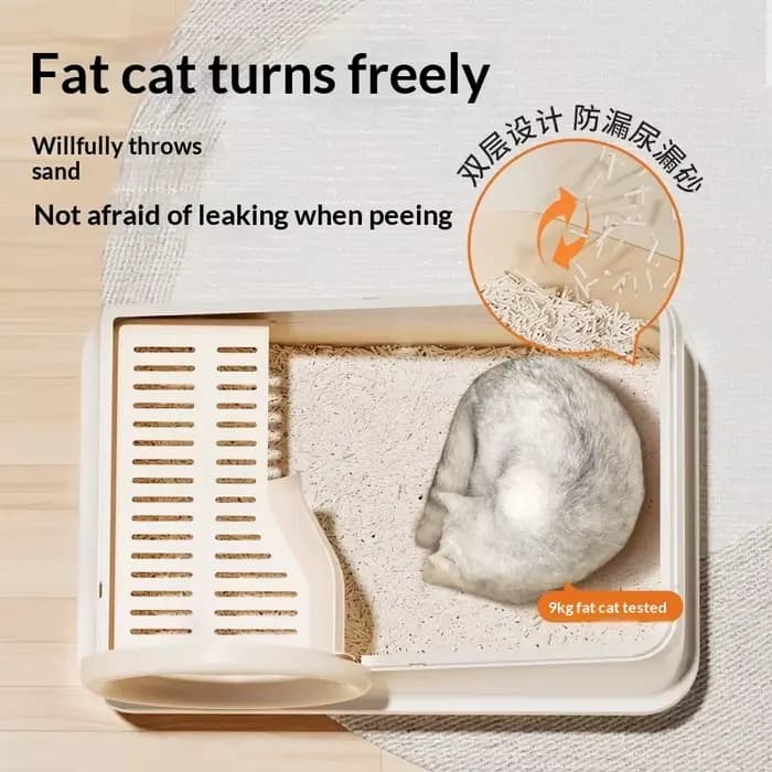 Bac à litière pour chat extra large entièrement fermé avec couloir