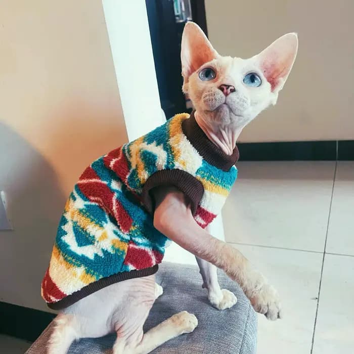 Gilet chaud de Noël pour chats Chat Pull Chatons Polaire Chaude Manches Courtes Marron Sweat-shirt