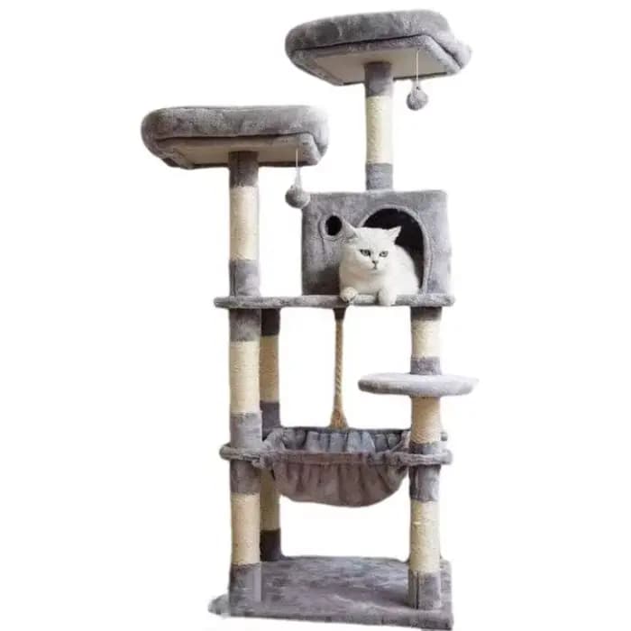 Grand arbre à chat avec plateforme de saut intégrée