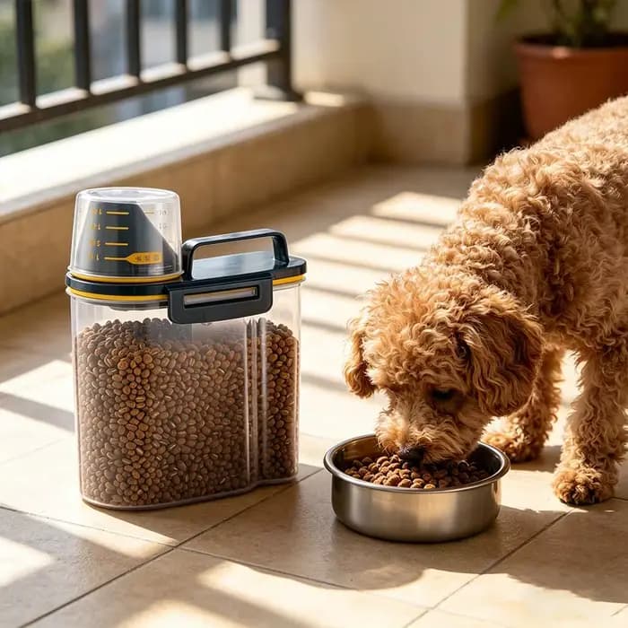 Conteneur à riz japonais hermétique pour aliments pour animaux de compagnie (chiens et chats) avec tasse graduée