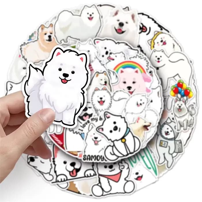 Autocollant créatif de dessin animé Samoyède, 50 pièces, chien mignon, personnalité animale, téléphone, bureau, guitare, tasse, Skateboard, étanche