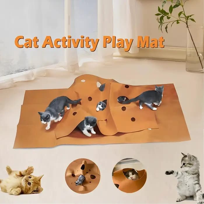 Tunnel interactif pour chat avec tapis de jeu