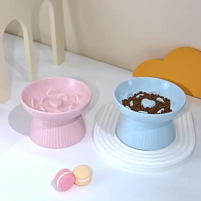 Gamelle surélevée en céramique pour chat et petit chien