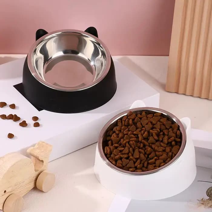 Bol pour chat 100 ml 15 ° Bol en acier inoxydable inclinable antidérapant
