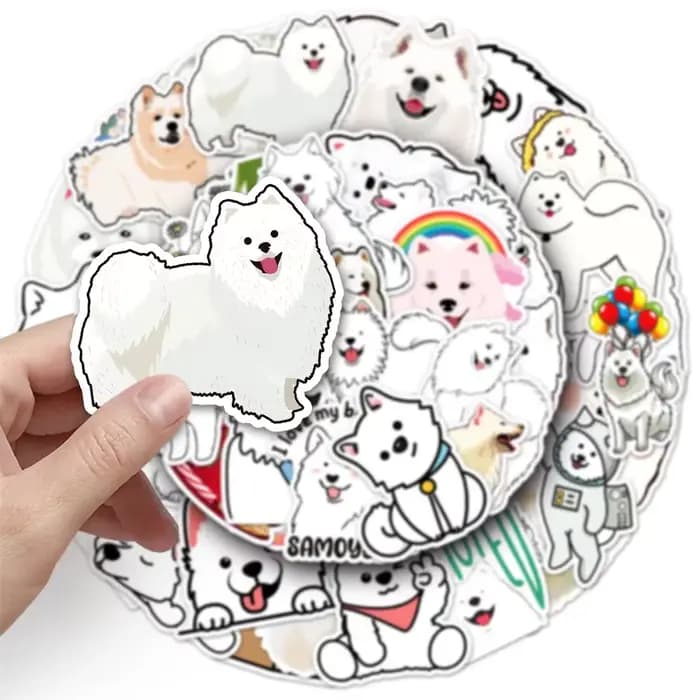 Autocollant créatif de dessin animé Samoyède, 50 pièces, chien mignon, personnalité animale, téléphone, bureau, guitare, tasse, Skateboard, étanche