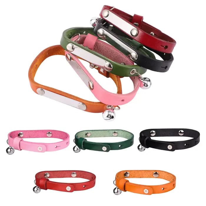 Collier de chat personnalisé réglable en cuir colliers de chats de compagnie