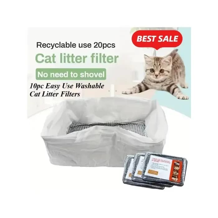 Lot de 10 filtres lavables pour litière de chat