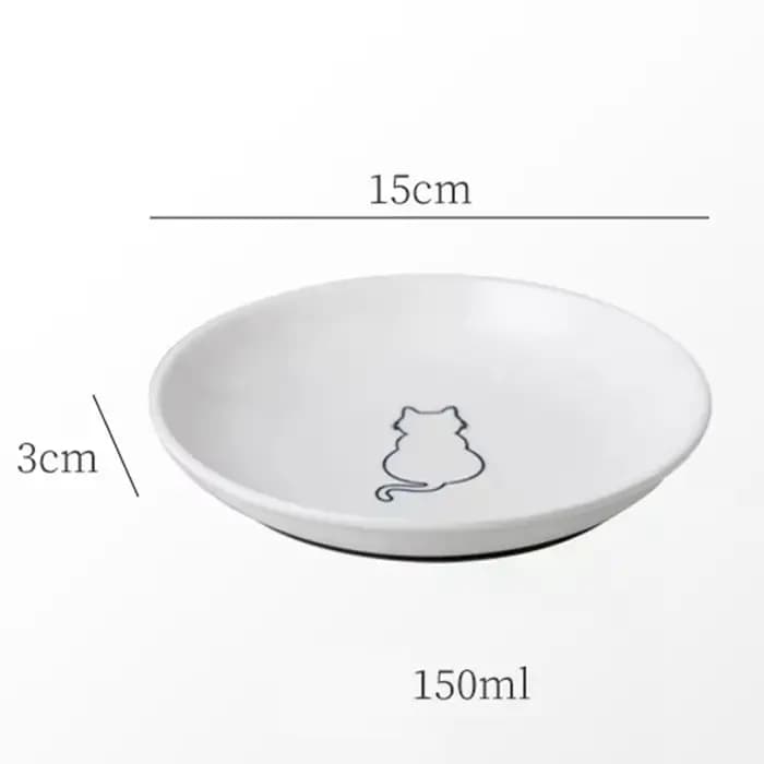 Bol en céramique pour nourriture et eau pour chat avec tapis antidérapant en silicone