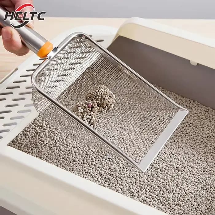 Pelle à litière en acier inoxydable à mailles fines pour chat, pelle antiarina, facile à nettoyer, sable efficace, durable, reptiles, 1 pièce