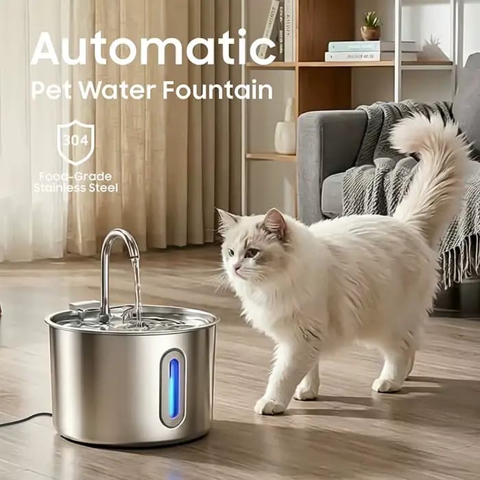 Fontaine à eau pour chat en acier inoxydable de 2