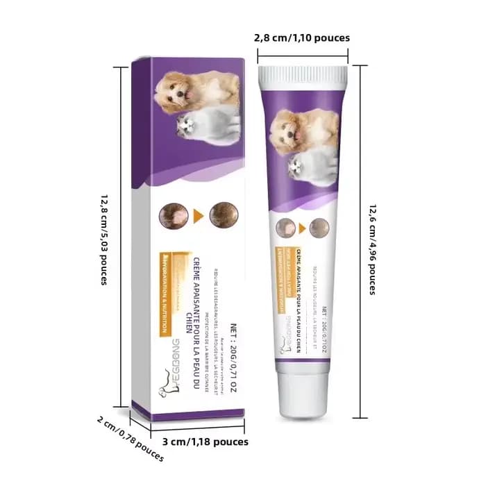 Crème Apaisante pour Peaux Sèches et Irritées des Animaux – Soulagement Anti-Démangeaisons