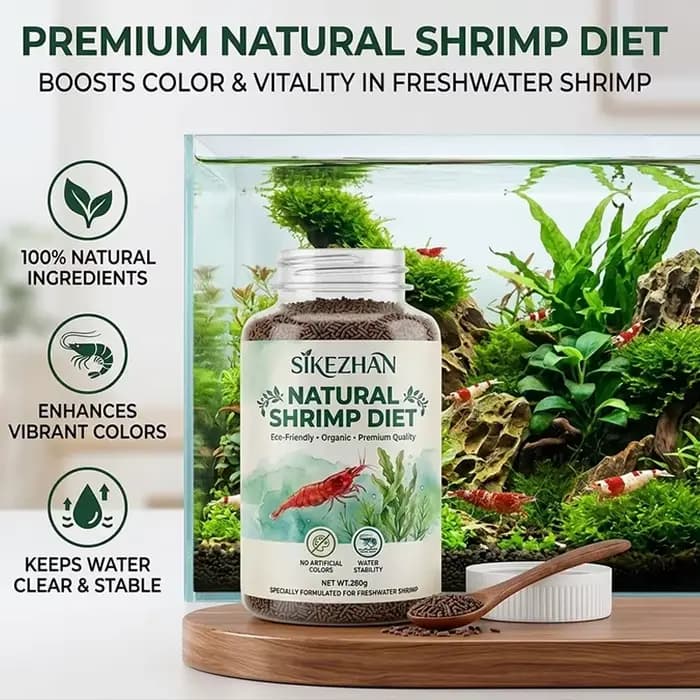 Nourriture pour crevettes biologiques 280g, alimentation naturelle écologique pour crevettes d'aquarium d'eau douce, nutrition équilibrée, granulés coulants