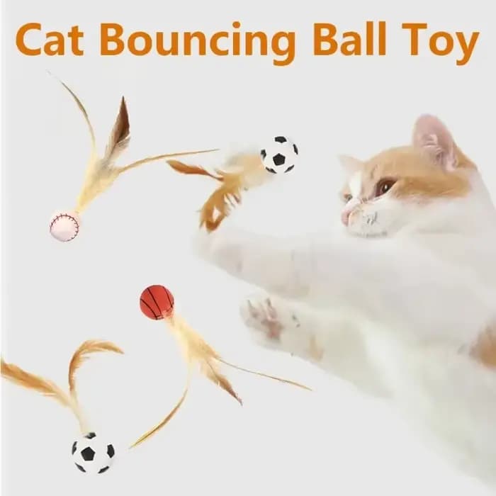 Balle interactive pour chatons et chats adultes d'intérieur avec plumes
