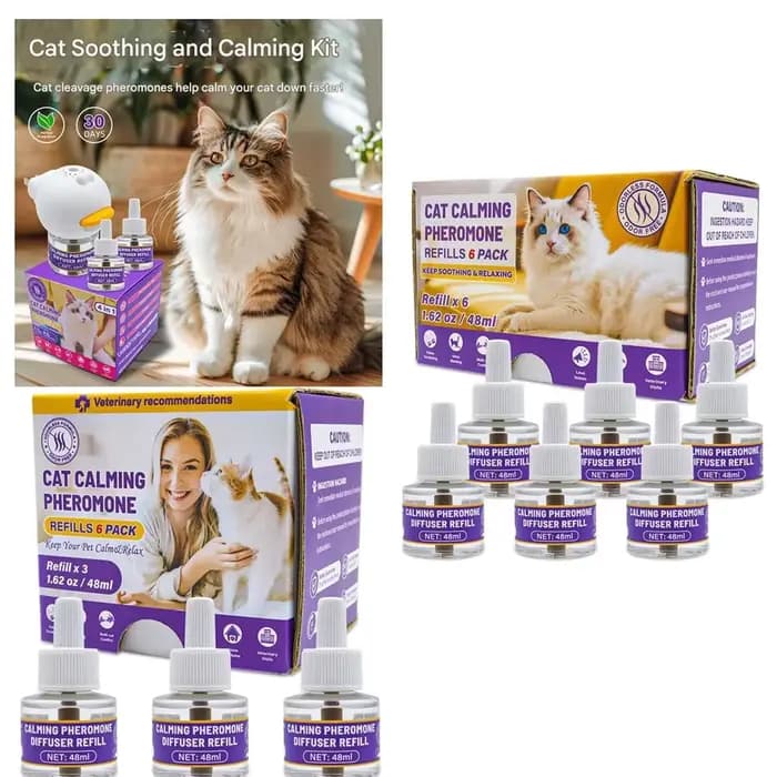 Diffuseur de phéromones pour chats et chiens, ensemble 4-en-1 pour animaux de compagnie, chauffage électrique, phéromones inodores, soulage le stress émotionnel des animaux