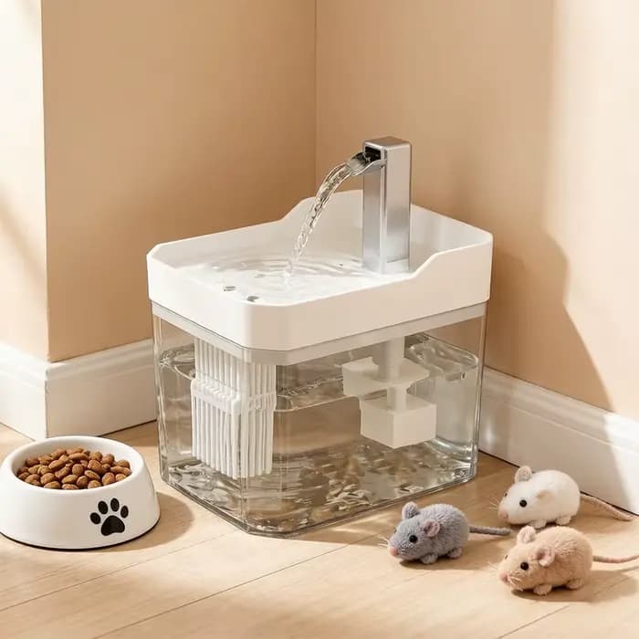 Fontaine à eau pour chat avec filtre automatique, transparente, anti-brûlure à sec, distributeur à recirculation, pompe incluse pour chats