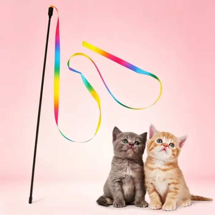 Jouets interactifs pour chat avec ruban coloré
