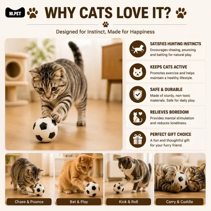 Lot de 4 jouets de football pour chat : balle rebondissante interactive pour chatons et chats adultes – Le jouet de divertissement intérieur idéal